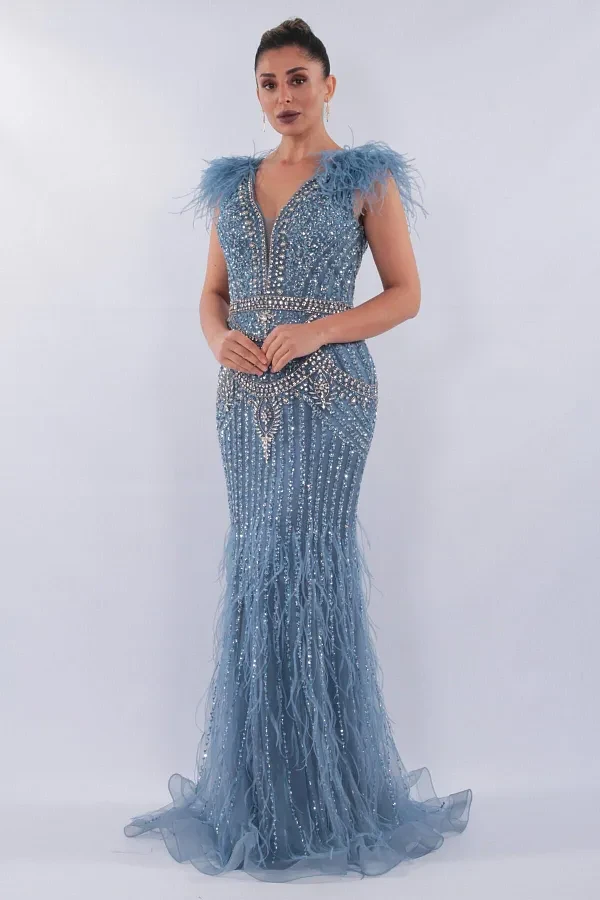 Front Back V Neck Shoulder and Skirts Otrishli Complete Bead Embroidered Imported